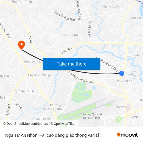 Ngã Tư An Nhơn to cao đẳng giao thông vận tải map