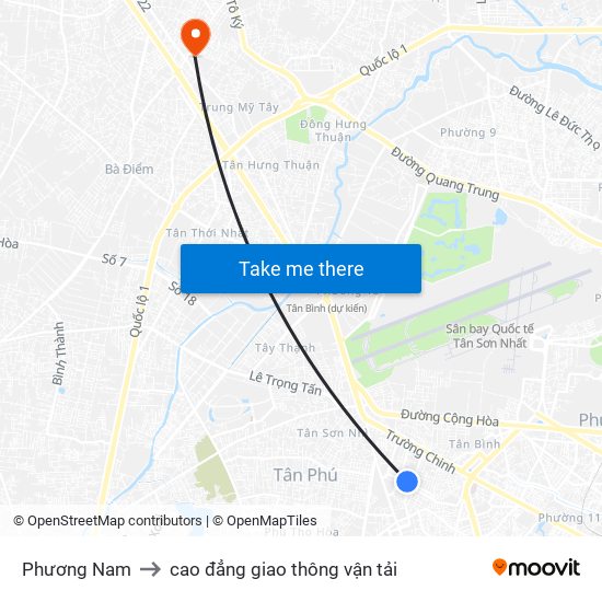 Phương Nam to cao đẳng giao thông vận tải map