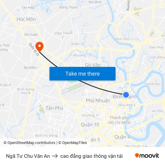 Ngã Tư Chu Văn An to cao đẳng giao thông vận tải map