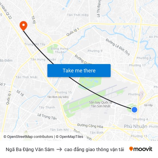 Ngã Ba Đặng Văn Sâm to cao đẳng giao thông vận tải map