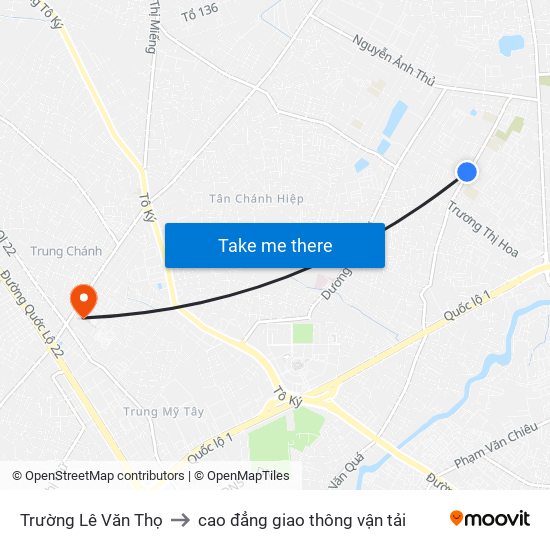 Trường Lê Văn Thọ to cao đẳng giao thông vận tải map