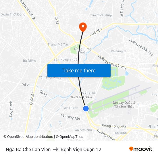 Ngã Ba Chế Lan Viên to Bệnh Viện Quận 12 map