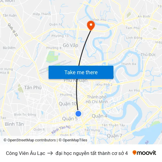 Công Viên Âu Lạc to đại học nguyễn tất thành cơ sở 4 map