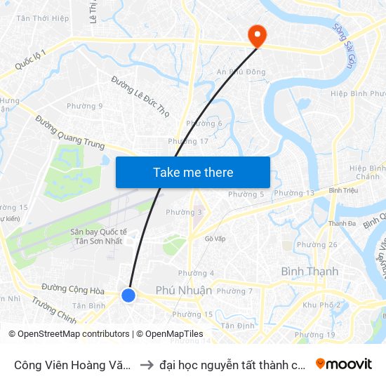 Công Viên Hoàng Văn Thụ to đại học nguyễn tất thành cơ sở 4 map