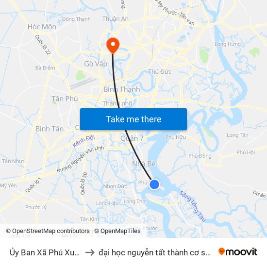 Ủy Ban Xã Phú Xuân to đại học nguyễn tất thành cơ sở 4 map