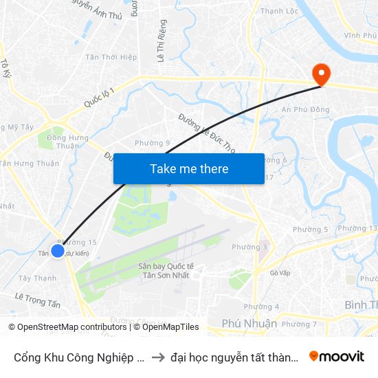 Cổng Khu Công Nghiệp Tân Bình to đại học nguyễn tất thành cơ sở 4 map