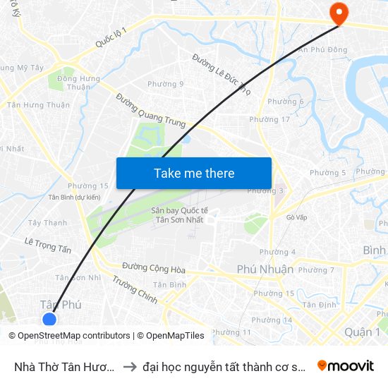 Nhà Thờ Tân Hương to đại học nguyễn tất thành cơ sở 4 map