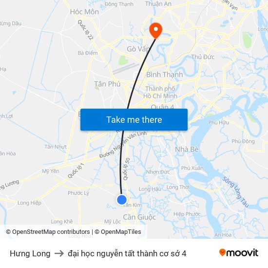 Hưng Long to đại học nguyễn tất thành cơ sở 4 map