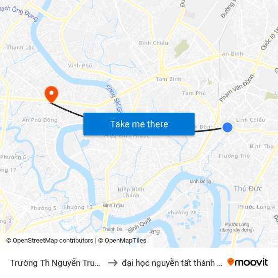 Trường Th Nguyễn Trung Trực to đại học nguyễn tất thành cơ sở 4 map