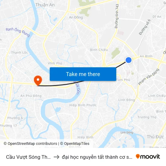 Cầu Vượt Sóng Thần to đại học nguyễn tất thành cơ sở 4 map