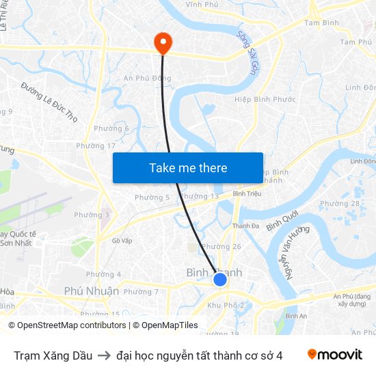 Trạm Xăng Dầu to đại học nguyễn tất thành cơ sở 4 map