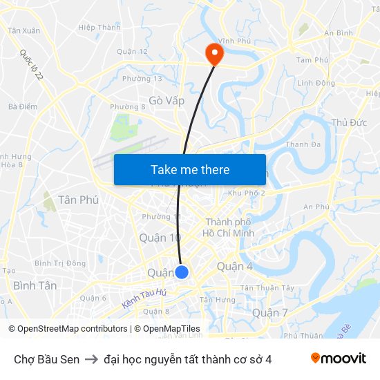 Chợ Bầu Sen to đại học nguyễn tất thành cơ sở 4 map