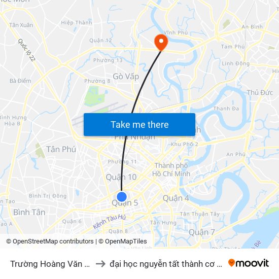 Trường Hoàng Văn Thụ to đại học nguyễn tất thành cơ sở 4 map