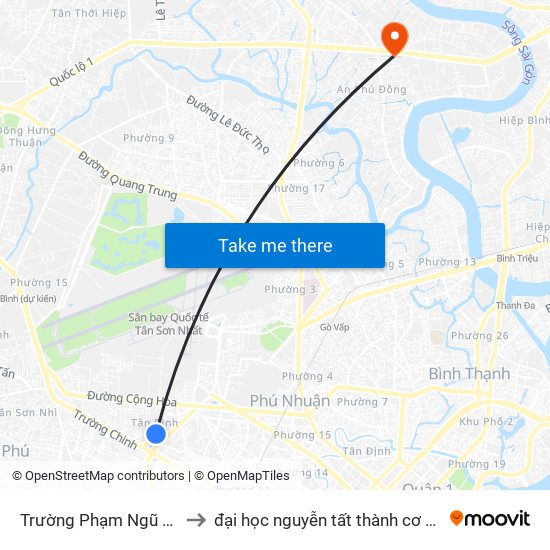 Trường Phạm Ngũ Lão to đại học nguyễn tất thành cơ sở 4 map