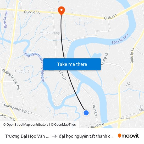 Trường Đại Học Văn Lang to đại học nguyễn tất thành cơ sở 4 map