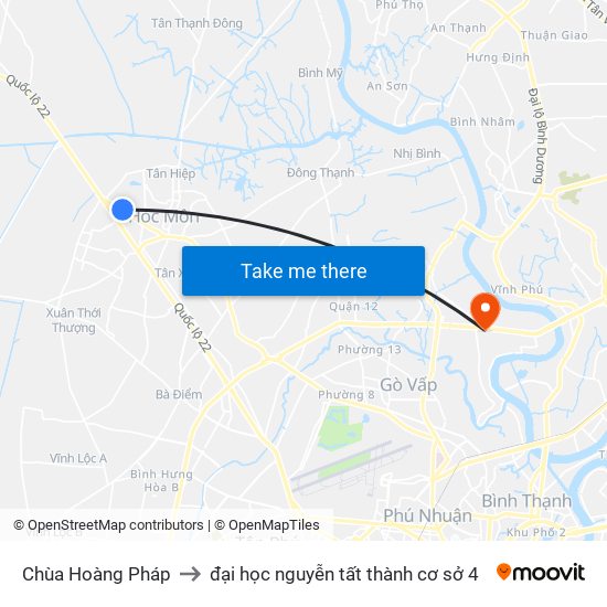 Chùa Hoàng Pháp to đại học nguyễn tất thành cơ sở 4 map