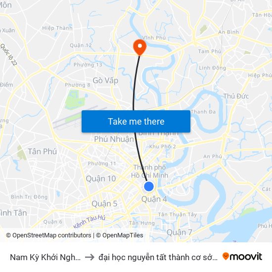 Nam Kỳ Khởi Nghĩa to đại học nguyễn tất thành cơ sở 4 map