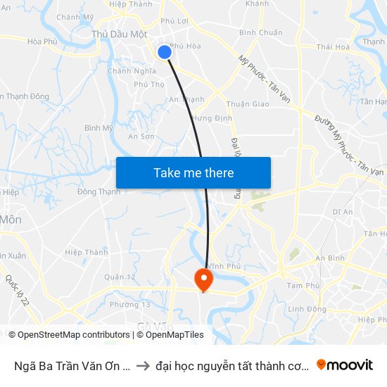 Ngã Ba Trần Văn Ơn - D1 to đại học nguyễn tất thành cơ sở 4 map