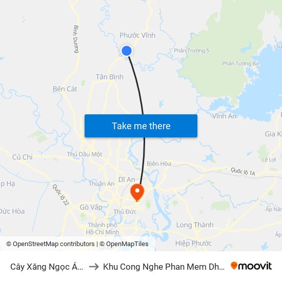 Cây Xăng Ngọc Ánh to Khu Cong Nghe Phan Mem Dhqg map
