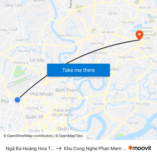 Ngã Ba Hoàng Hoa Thám to Khu Cong Nghe Phan Mem Dhqg map