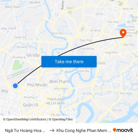 Ngã Tư Hoàng Hoa Thám to Khu Cong Nghe Phan Mem Dhqg map
