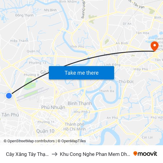 Cây Xăng Tây Thạnh to Khu Cong Nghe Phan Mem Dhqg map