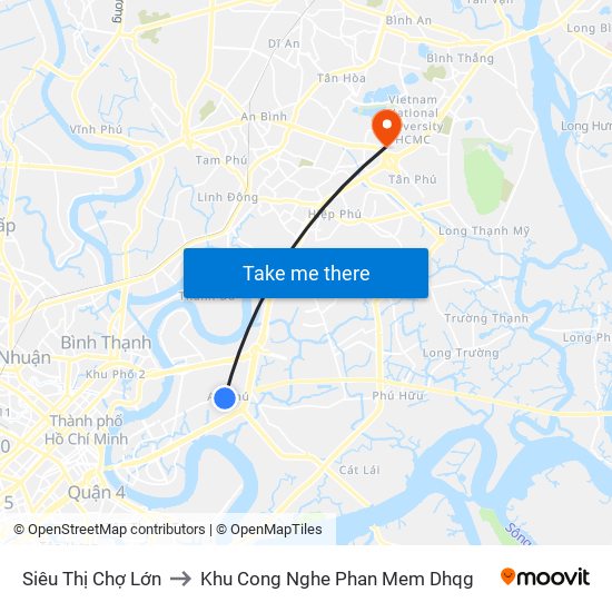 Siêu Thị Chợ Lớn to Khu Cong Nghe Phan Mem Dhqg map