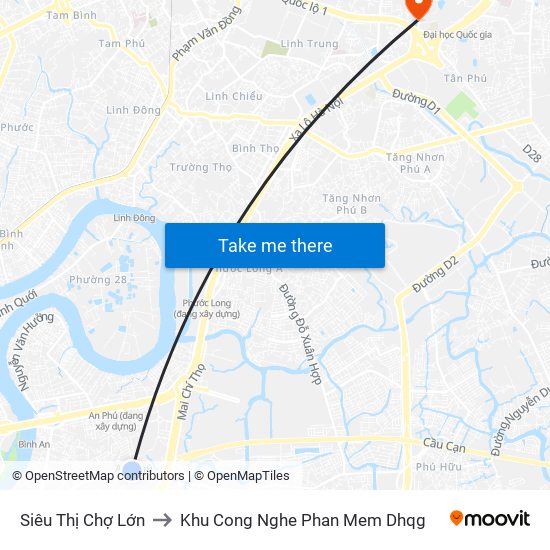 Siêu Thị Chợ Lớn to Khu Cong Nghe Phan Mem Dhqg map