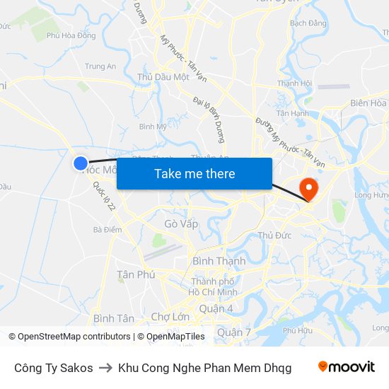 Công Ty Sakos to Khu Cong Nghe Phan Mem Dhqg map