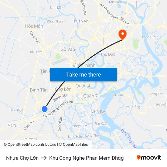 Nhựa Chợ Lớn to Khu Cong Nghe Phan Mem Dhqg map