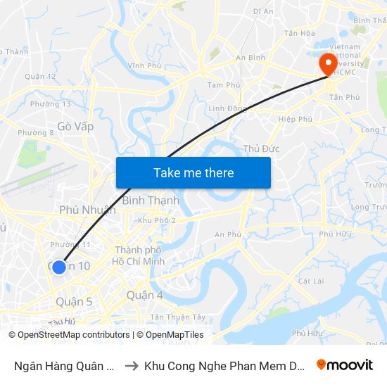 Ngân Hàng Quân Đội to Khu Cong Nghe Phan Mem Dhqg map