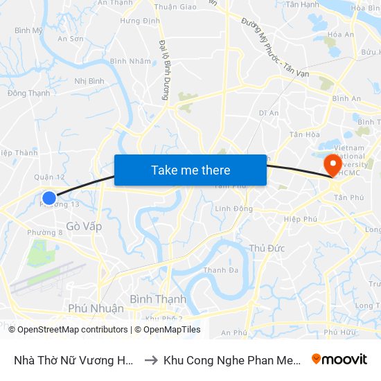 Nhà Thờ Nữ Vương Hòa Bình to Khu Cong Nghe Phan Mem Dhqg map