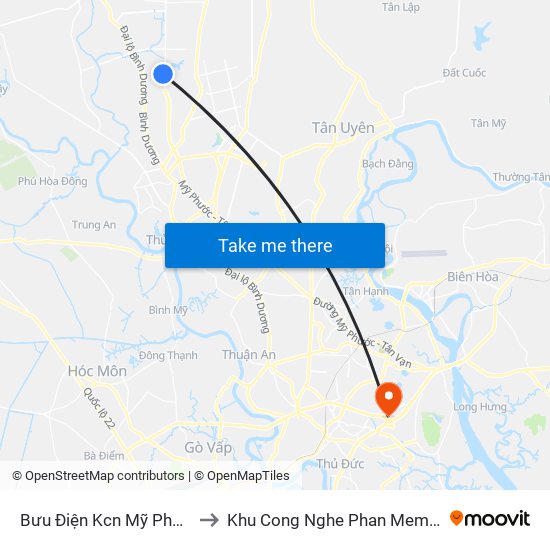 Bưu Điện Kcn Mỹ Phước 3 to Khu Cong Nghe Phan Mem Dhqg map