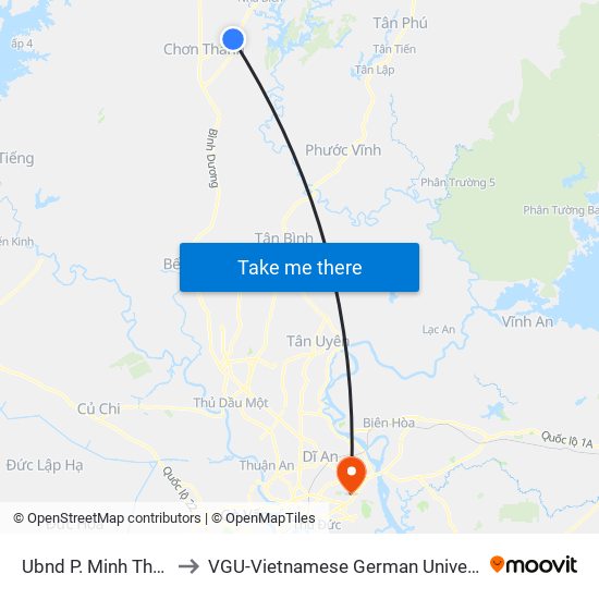 Ubnd P. Minh Thành to VGU-Vietnamese German University map