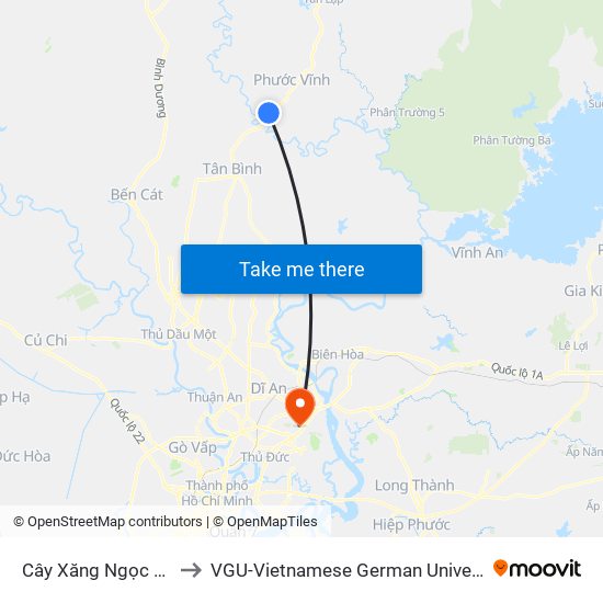 Cây Xăng Ngọc Ánh to VGU-Vietnamese German University map