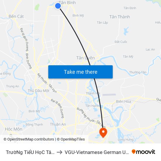 TrườNg TiểU HọC Tân BìNh to VGU-Vietnamese German University map