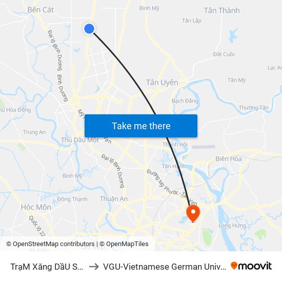 TrạM Xăng DầU Số 32 to VGU-Vietnamese German University map