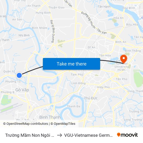 Trường Mầm Non Ngôi Nhà Trẻ Thơ to VGU-Vietnamese German University map