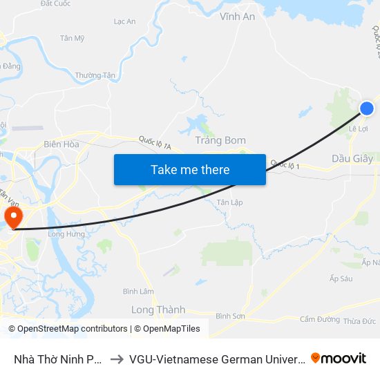 Nhà Thờ Ninh Phát to VGU-Vietnamese German University map