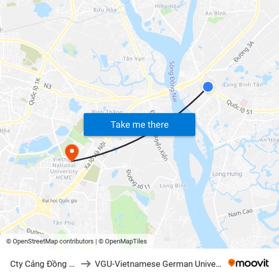 Cty Cảng Đồng Nai to VGU-Vietnamese German University map