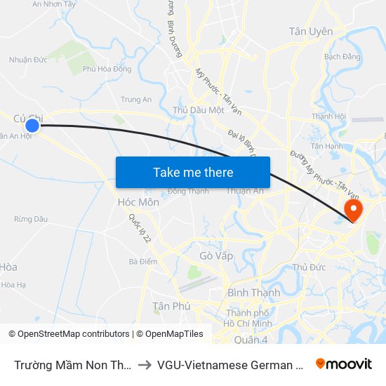 Trường Mầm Non Thị Trấn 3 to VGU-Vietnamese German University map