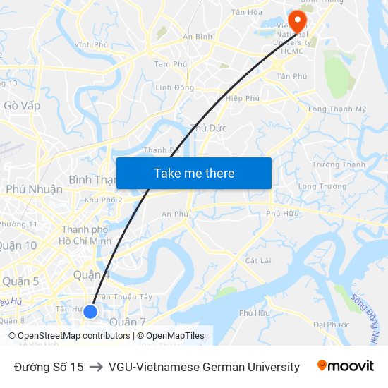 Đường Số 15 to VGU-Vietnamese German University map