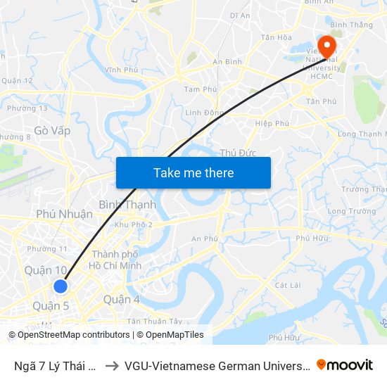 Ngã 7 Lý Thái Tổ to VGU-Vietnamese German University map