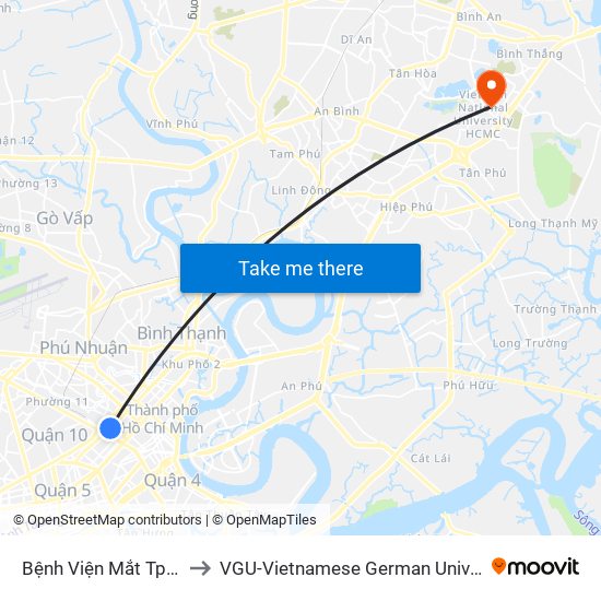 Bệnh Viện Mắt Tphcm to VGU-Vietnamese German University map