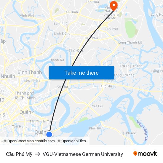 Cầu Phú Mỹ to VGU-Vietnamese German University map