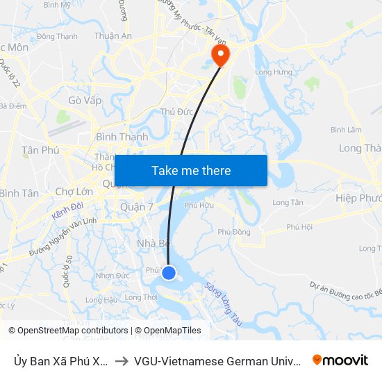 Ủy Ban Xã Phú Xuân to VGU-Vietnamese German University map