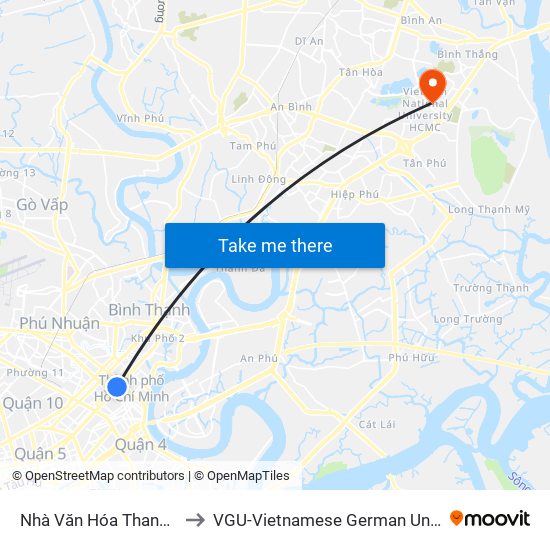 Nhà Văn Hóa Thanh Niên to VGU-Vietnamese German University map