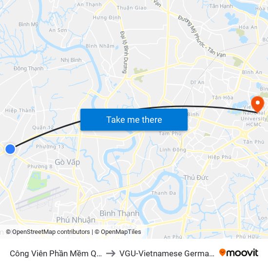 Công Viên Phần Mềm Quang Trung to VGU-Vietnamese German University map