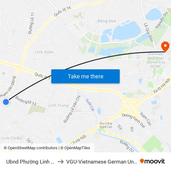 Ubnd Phường Linh Trung to VGU-Vietnamese German University map