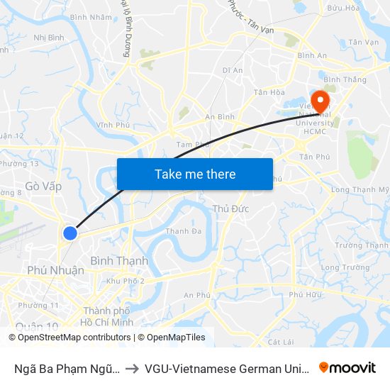 Ngã Ba Phạm Ngũ Lão to VGU-Vietnamese German University map